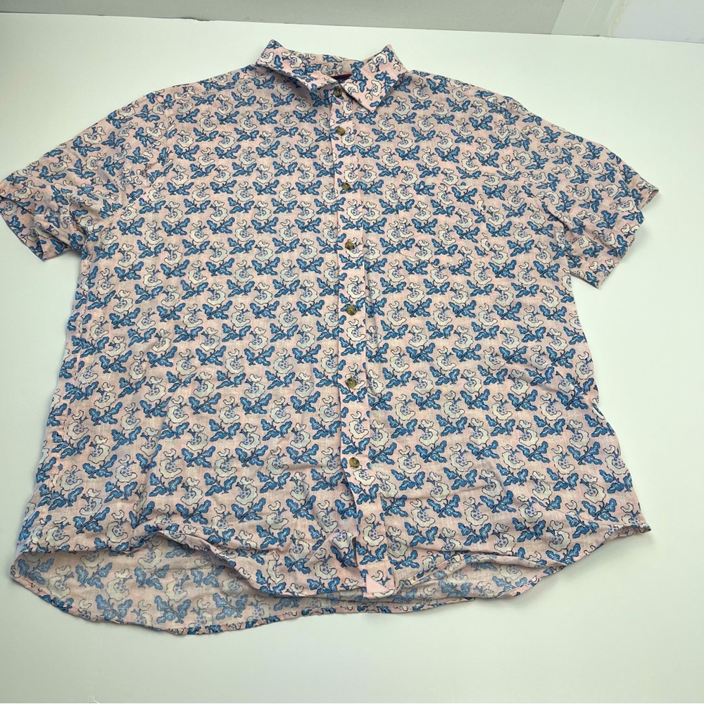 UNTUCKit Linen Floral Varosa Regular Fit Short Sleeve Button‎ Down Mens Size XL